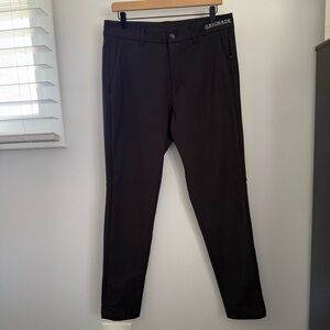 Lululemon 32” Commission Slim Straight Pants Black Embroidered Outdoor Minimal
